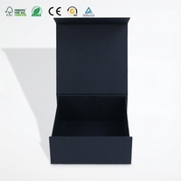 Boîte cadeau rigide pliable à fermeture magnétique, personnalisée, noire mate, en carton rigide, pour emballage de cosmétiques et de vêtements