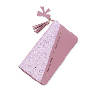 Carteira de couro pu com diamantes de patchwork, carteira para sempre jovens com zíper de grande capacidade, bolsa para estudantes