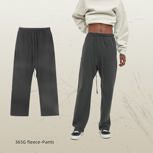 <b>Men's</b> Classic Trousers Pants Heavyweight 365 Gsm Baggy Loose Wide Leg Straight Breathable Gym Sweatpants with <b>Tied</b> Elastic Waist - Product Image 5