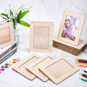 Cornici Rettangolari in Legno per <span class=keywords><strong>Foto</strong></span>, Stile Classico <span class=keywords><strong>con</strong></span> Finitura Naturale per Esposizione su Scrivania, Ideali per Artigianato e Immagini - Product Image 6