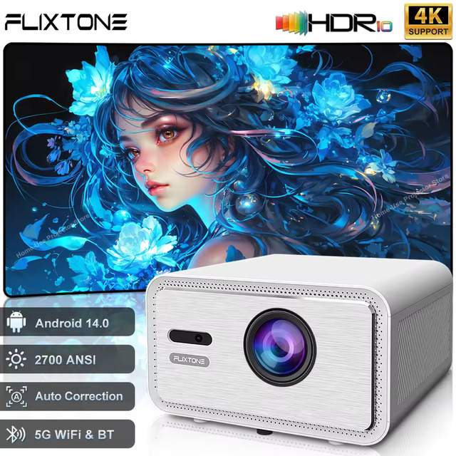 D9W Mini Pro 4K Projector 2700 ANSI Native Full HD 1080P Smart Android Portable Video Sealed Optical Engine Movie Home Theater