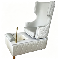 Fauteuil de pédicure de luxe à dossier haut, fauteuil de manucure spa, station de spa pour les pieds avec lavabo, robinet doré, mobilier de salon de manucure