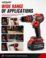 Vente directe d'usine, perceuse sans fil à couple élevé 70NM, perceuse à vitesse variable, perceuse sans fil portable avec 2 batteries de 2,6 Ah