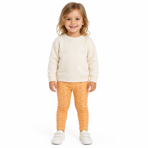 <span class=keywords><strong>Leggings</strong></span> per Bambine con Stampa Cuori <span class=keywords><strong>Arancioni</strong></span>, Elastico in Vita, Tessuto Morbido in Cotone per Uso Quotidiano - Product Image 3
