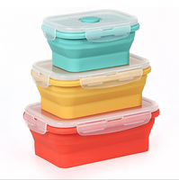 ODM/OEM Boîte à bento en silicone sans BPA Conteneur de stockage des aliments pliable multi-taille Boîte à lunch pliable réutilisable Couvercle PP Travail Bébé
