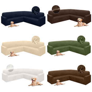 Housse de canapé d'<span class=keywords><strong>angle</strong></span> en velours en forme de L, adaptée aux animaux domestiques, avec sangles antidérapantes, imperméable, résistante aux rayures, extensible, pour enfants, personnalisable - Product Image 1