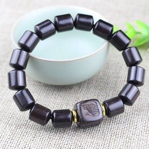 Pulsera de cuentas de madera de sándalo púrpura, joyería budista tallada de 10x12mm para ceremonias religiosas - Product Image 2