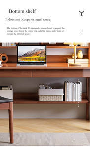 Bureau de travail en bois massif, bureau d'<span class=keywords><strong>ordinateur</strong></span> <span class=keywords><strong>compact</strong></span> avec étagères de rangement pour petit bureau à domicile ou appartement - Product Image 4