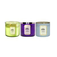 Promo Panas Lilin Aroma Asli Label Pribadi Grosir Stoples Kaca Ramah Lingkungan Bahan Pembuatan Lilin Kedelai 3 Sumbu Aroma Kuat