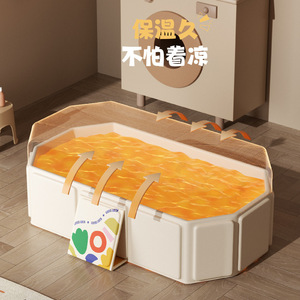 Baignoire pliable pour bébé Quanqi, grande taille, en PVC, pour nourrissons et enfants de 0 à 5 ans, utilisable en position assise ou allongée. - Product Image 1