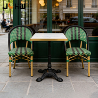 Chaise de bistrot française en aluminium, aspect bambou, rotin PE, empilable, pour café, bistrot, restaurant, extérieur, jardin