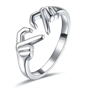 Mode Trendy Sterling Silber Freundschaft Versprechen Hand Liebe Herz Ringe für Frauen