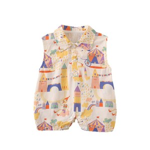Tutina Estiva per Neonati 100% Cotone, Senza Maniche, Stile Castello, Abbigliamento per Neonati di Classe A - Product Image 4