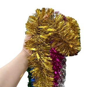 Pita Garland Pohon Natal Laris Manis Lintas Negara, Serat Warna-Warni, Hiasan Bulu, Kawat Logam, Desain Dapat Disesuaikan 2M - Product Image 5
