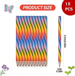 Crayons géants multicolores personnalisés 4-en-1, crayons hexagonaux à mine colorée, motifs arc-en-ciel, articles cadeaux pour enfants - Product Image 4