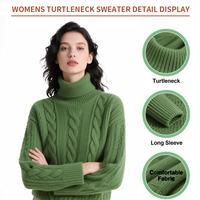 Black friday Populaire Épais Aiguille Style Personnalisé Solide Couleur Femmes Pull Anti-boulochage Tricoté Pull À Col Roulé pour les Femmes