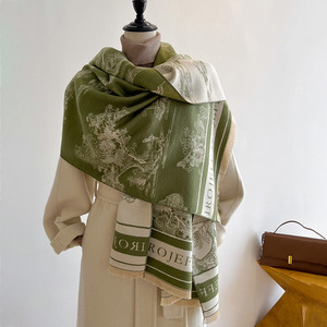 Sciarpa Lunga Doppio Lato da Donna Stile Europeo Americano, Sciarpa Spessa Tradizionale in Finto Cashmere Retrò Autunno Inverno - Product Image 3