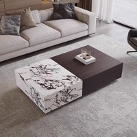 Ensembles de salon de luxe 2026 – Table basse rectangulaire durable avec plateau en verre et rangement, portable et écologique pour une décoration intérieure moderne