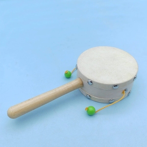 Wholesale Natural Blank Rattle <b>Drum</b> Double-sided Plain Sheepskin Surface For Calming Newborn - Product Image 5