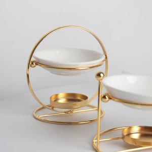 Lüks altın Metal koku aromaterapi uçucu yağ isıtıcı difüzör Tealight mumluk yağ yakıcı Yoga Spa ev dekor için - Product Image 4