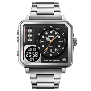Skmei 2025 Luxury Brand Quartz Men Wristwatch Waterproof Jam Tangan Steel Band Fashion Mens Dual Time Watch Wrist Relojes Hombre