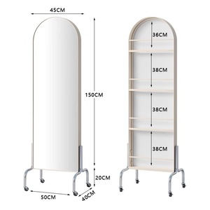 Étagère à livres multifonctionnelle 2025, miroir sur pied, rangement, porte-revues et porte-journaux, miroir de <span class=keywords><strong>corps</strong></span> entier mobile - Product Image 5