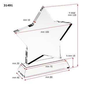 Trophée étoile en verre blanc, produit décoratif en verre - Product Image 2