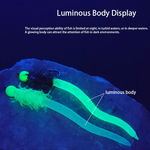 Señuelo de pesca con mosca, gusano luminoso de colores, señuelo de ninfa, gusano sintético, anzuelos de cebo # 12 - Product Image 4