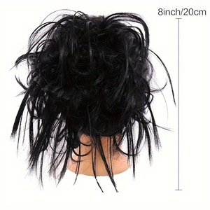 Moños rizados despeinados con efecto peluca, accesorios para el cabello de aspecto natural para mujer, para uso diario y festivales - Product Image 2