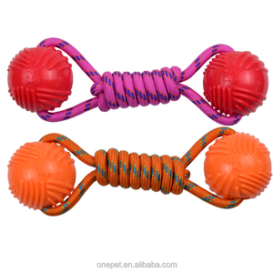 Yeni varış köpek oyuncak naylon halat çift çekme topu TPR Pet diş temizleme elastik Bite eğitim köpek topu oyuncak - Product Image 5
