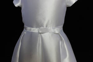 Vestido <span class=keywords><strong>de</strong></span> Niña <span class=keywords><strong>de</strong></span> las Flores D30814, Blanco Liso, Simple, con Mangas Abullonadas Pequeñas, Vestido <span class=keywords><strong>de</strong></span> Comunión para Banquete <span class=keywords><strong>de</strong></span> Boda - Product Image 5