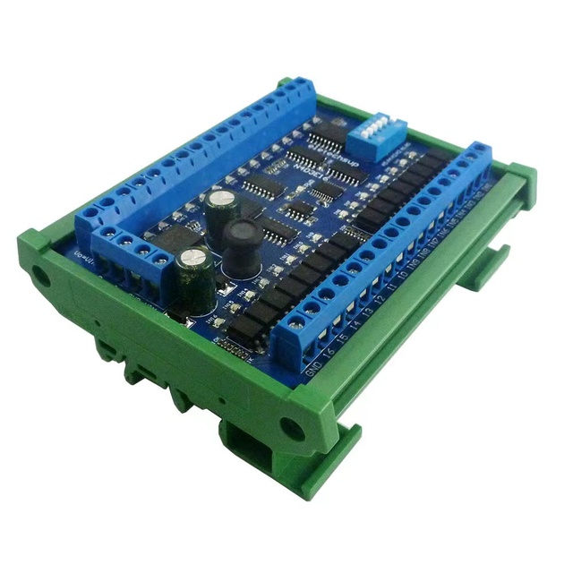 16 in 16 Out RS485 Remote Control Switch PLC IO Expansion Board Modbus RTU Module Board Only / With DIN Rail Shell DC 12V 24V