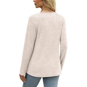 Sweaters For Women Long Sleeve V Neck With Buttons Casual Autumn Winter Clothing Anti Pilling Knit <b>Top</b> - Product Image 5