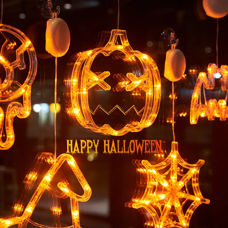 DAMAI, fiesta temática de Halloween, decoración de luces LED colgantes para niños, suministros para fiestas en el hogar, luces de cadena de araña de calabaza