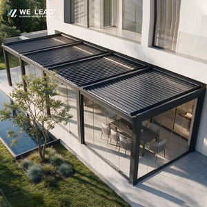Custom Length Motorized Bioclimatic Aluminum Pergola <b>Gazebo</b> Louver Roof Waterproof Nature-Friendly Screen for Large-Scale - Product Image 1