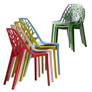 Новый дизайн, водонепроницаемые уличные прочные пластиковые стулья, штабелируемые стулья, используемые обеденные стулья с отверстиями для дренажа, современный ресторан