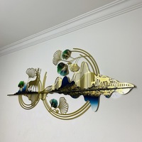Vente en gros de décorations murales de luxe 3D en métal à la feuille d'or de style moderne pour la maison et le salon