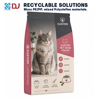 Sachet Doypack à soufflet pour l'emballage d'aliments pour animaux de compagnie avec fermeture éclair refermable et zone d'impression personnalisée pour les marques et les magasins d'animaux de compagnie