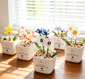 Décoration de bureau POD, ornements artisanaux <span class=keywords><strong>en</strong></span> verre, pots de <span class=keywords><strong>fleurs</strong></span>, plantes, cadeaux de <span class=keywords><strong>fleurs</strong></span> <span class=keywords><strong>en</strong></span> verre pour la fête des mères, anniversaire de décembre - Product Image 1