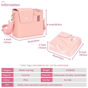 Bolso bandolera de mujer de piel sintética vegana con patrón cruzado Saffiano patentado personalizado con sección de botella de agua - Product Image 5