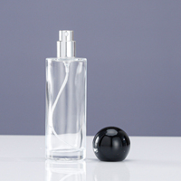 Flacon pulvérisateur en verre transparent vide de 50 ml avec bouchon en aluminium, col serti de 15 mm, forme cylindrique, pour parfum, avec pompe et filtre.