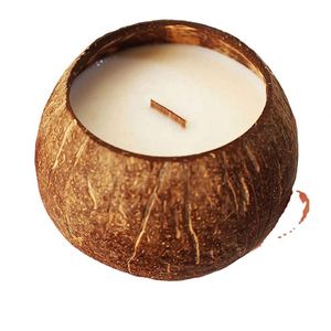 Bougie parfumée à la noix de coco naturelle dans une coquille de noix de coco - Bougie écologique en bol de noix de coco - Product Image 1