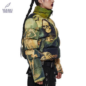 Chaqueta <span class=keywords><strong>de</strong></span> plumón impermeable personalizada YuFan, chaqueta acolchada con imagen maldita para mujer, abrigo <span class=keywords><strong>de</strong></span> plumón <span class=keywords><strong>de</strong></span> pato blanco para mujer - Product Image 2