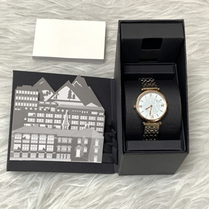 Caja de Reloj Negra de Lujo con Interior de Cuero Sintético, Estuche Protector Rectangular para Relojes Mecánicos, Empaque para Regalo - Product Image 5