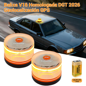 Extrastar baliza V16 DGT 2026ได้รับการรับรองตำแหน่งทางภูมิศาสตร์จีพีเอสสัญญาณฉุกเฉินพร้อมแบตเตอรี่9โวลต์ IP54ไฟเตือนรถกันน้ำ - Product Image 2