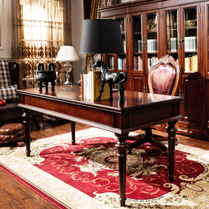 Amerikanisch-Europäischer Stil Massivholz Verstellbarer Chefschreibtisch Geschnitzter Einfacher Boss-Präsidenten-Büro-Studier-Computertisch Traditionell - Product Image 5