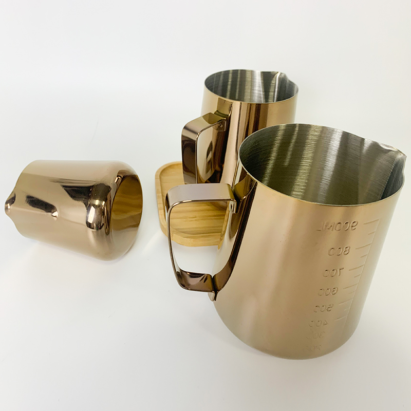 Coffee Making Tool Gold Colorful Stainless Steel Latte Coffee Milk Frothing Garland Cup WIth Scale