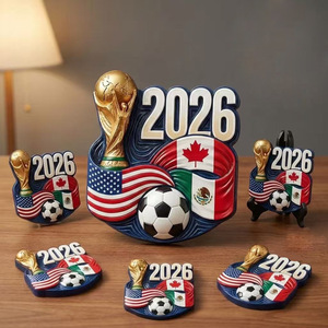 2026 pour la collection de fans de souvenirs, ornements en résine synthétique de forme géométrique, décorations, autocollants de réfrigérateur, football - Product Image 5