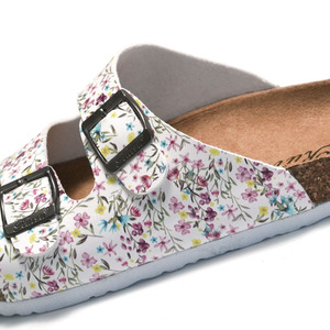 Sandalias planas estampadas con correa <span class=keywords><strong>de</strong></span> doble hebilla para mujer, zapatos <span class=keywords><strong>de</strong></span> corcho <span class=keywords><strong>de</strong></span> alta calidad - Product Image 4