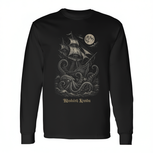Camiseta de manga larga con diseño de barco pirata vintage atacado por Kraken - Product Image 2